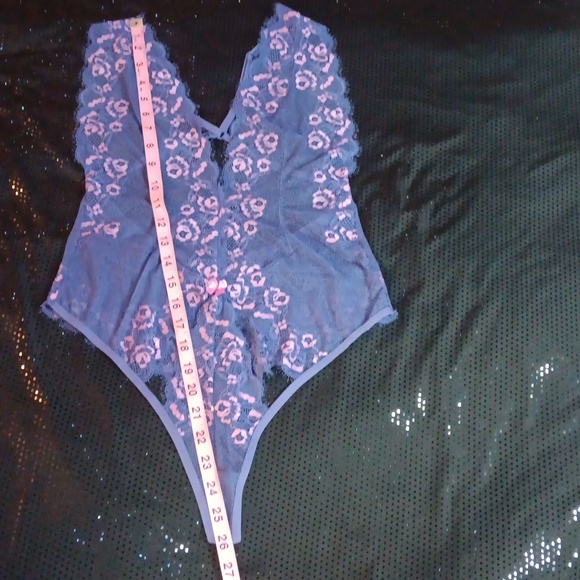 Doll Kill Purple & Pink Lace Deep V,  Criss-cross Back Teddy With Cutouts (M-L) - Picture 10 of 15